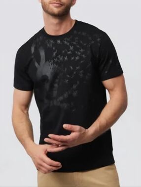 PYSCHO BUNNY Mullen Black Tonal Graphic Skull Print Pima Cotton Crewneck Tee XXL